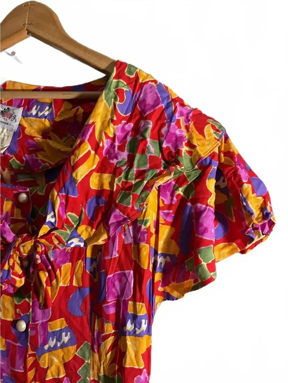 Vintage Lanz Originals Colorful Floral Button-Front Midi Dress Sz. 16